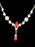 Wedding Bridal Jewelry Red Pearl Rhinestone Necklace Earrings Set