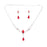 Wedding Bridal Jewelry Red Pearl Rhinestone Necklace Earrings Set