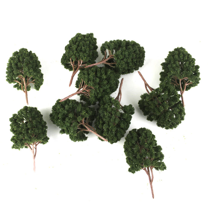 10pcs Street Train Model Trees Scenery 1/100 Scale Dark Green