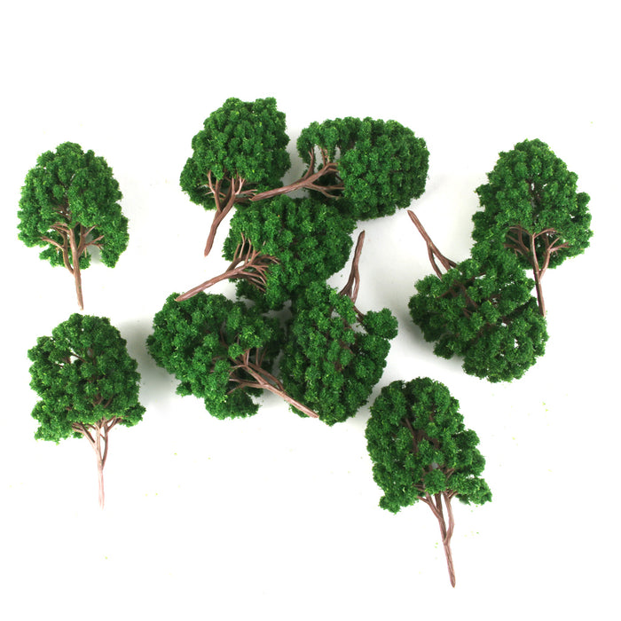 10pcs Street Train Model Trees Scenery 1/100 Scale Green