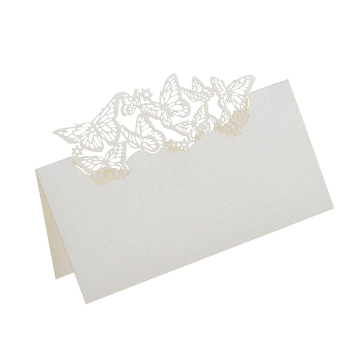 Crofta 50 Butterflies Laser Cut Name Place Cards Wedding Guest Table Cards White