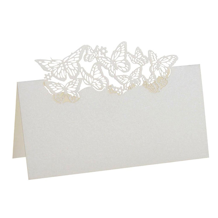 Crofta 50 Butterflies Laser Cut Name Place Cards Wedding Guest Table Cards White