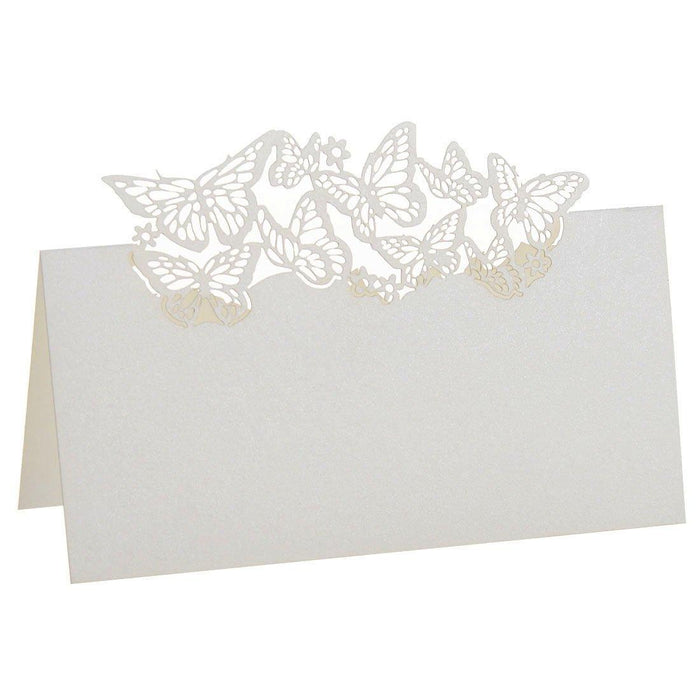 Crofta 50 Butterflies Laser Cut Name Place Cards Wedding Guest Table Cards White