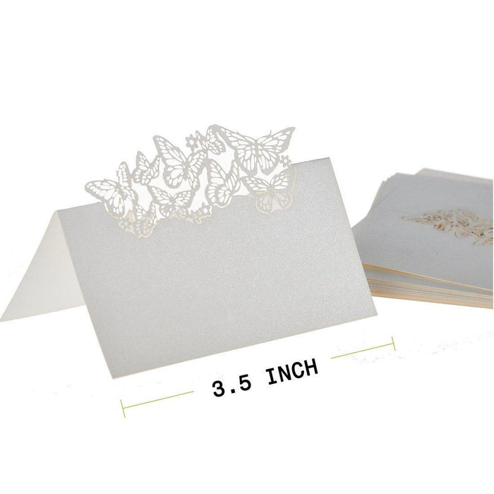 Crofta 50 Butterflies Laser Cut Name Place Cards Wedding Guest Table Cards White