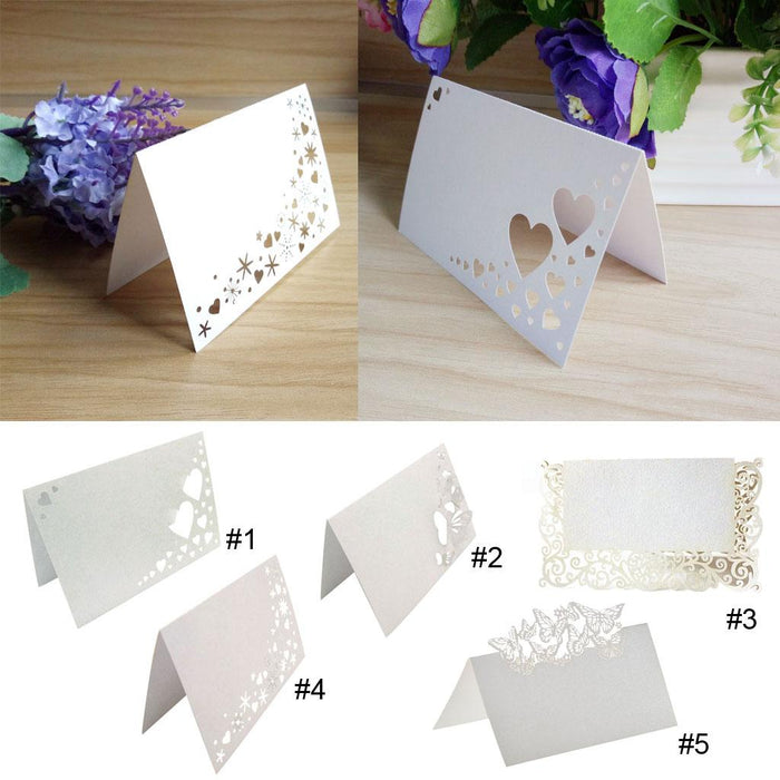 Crofta 50 Butterflies Laser Cut Name Place Cards Wedding Guest Table Cards White