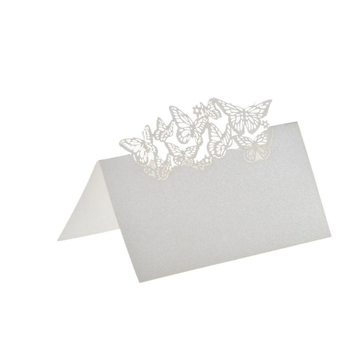 Crofta 50 Butterflies Laser Cut Name Place Cards Wedding Guest Table Cards White