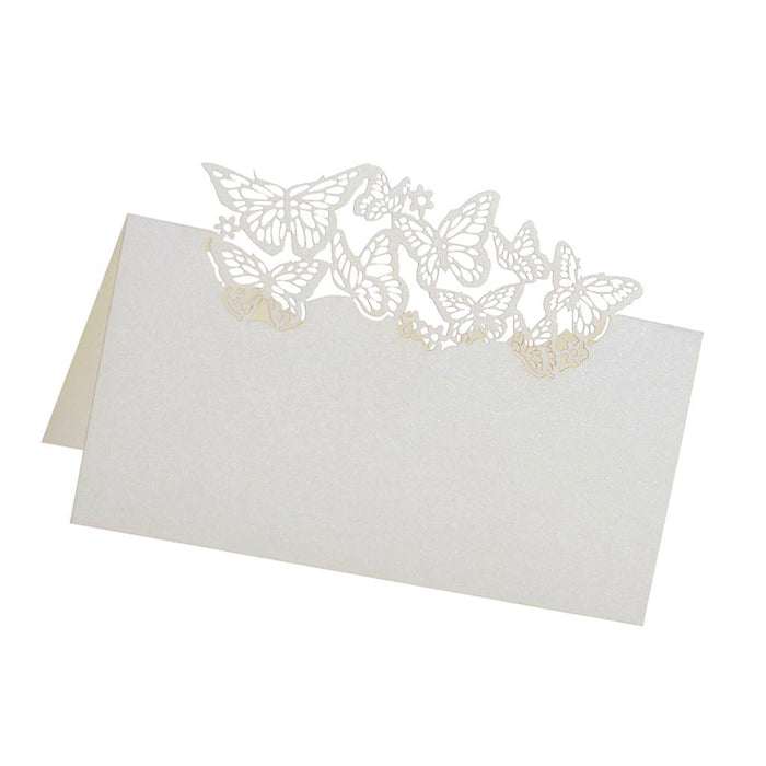 Crofta 50 Butterflies Laser Cut Name Place Cards Wedding Guest Table Cards White