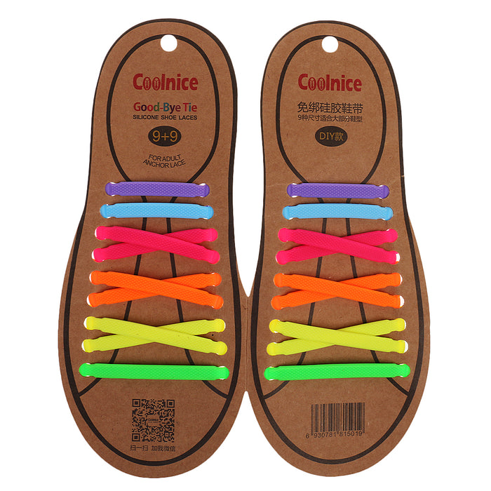 Crofta 1 Pair Adult No Tie Elastic Silicone Shoelaces Multicolor