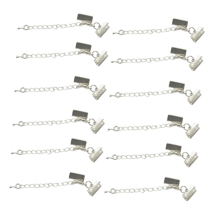 12pcs Clasp and Clip Ends Set with Extender Chain Silver 6 x 13mm