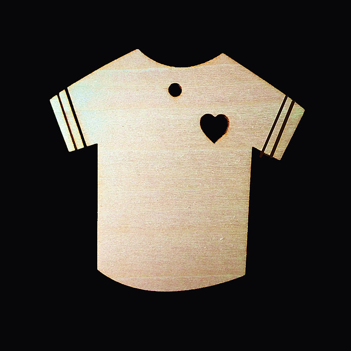 10pcs Wooden T-Shirt Hollow Heart Shape with Holes Art Embelishment