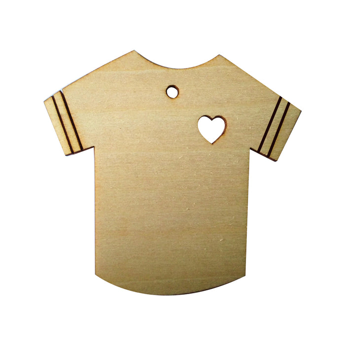 10pcs Wooden T-Shirt Hollow Heart Shape with Holes Art Embelishment