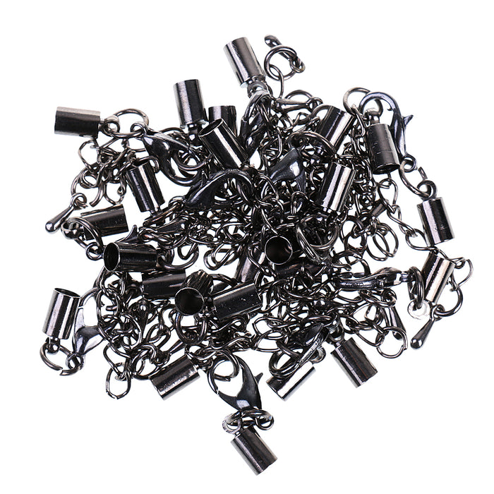 12pcs Clasp and Clip Ends Set with Extender Chain Hematite 4mm