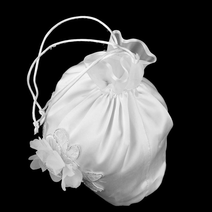 Bridal Flower Satin Dolly Bag Handbag Ivory