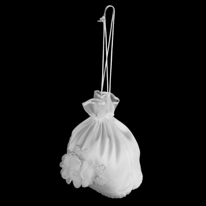 Bridal Flower Satin Dolly Bag Handbag Ivory