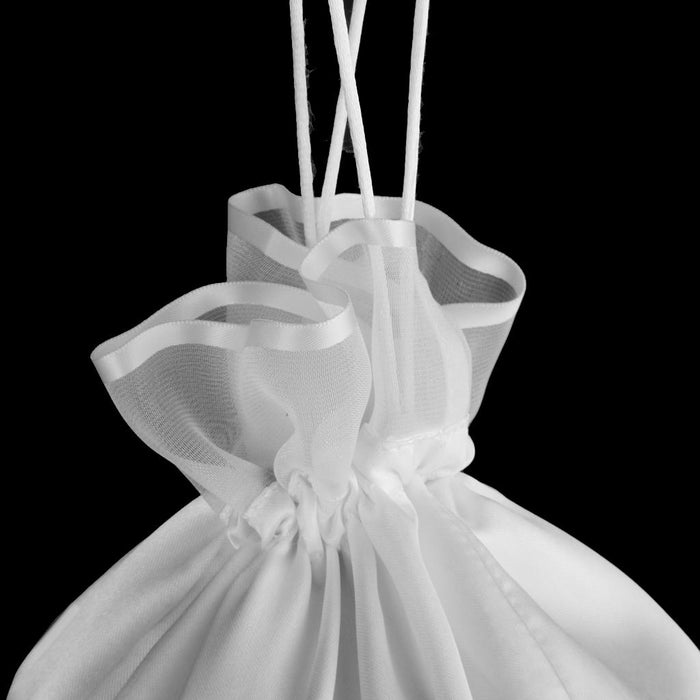 Bridal Flower Satin Dolly Bag Handbag Ivory