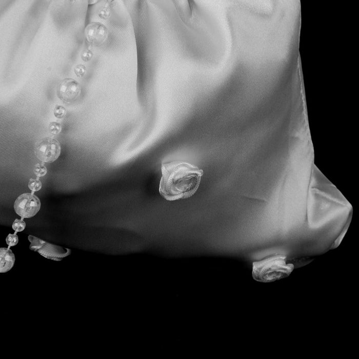 Bridal Wedding Satin Dolly Bag Handbag with Beaded Chain White