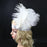 White Crystal Sequins Ostrich Feather Headpiece Vintage Headband Flapper