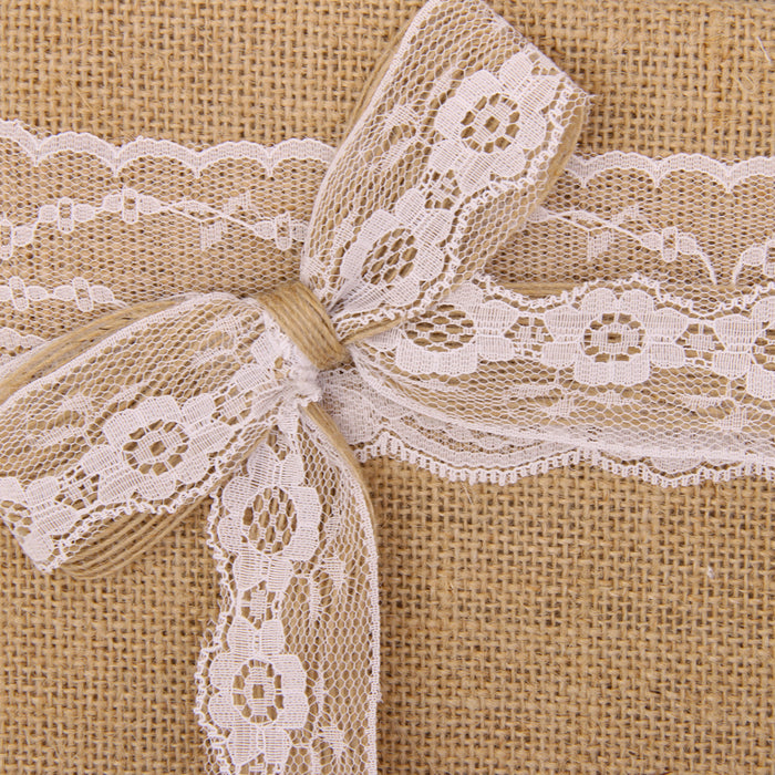 Vintage Wedding Burlap Hessian Lace Bowknot Guest Book Pen Set