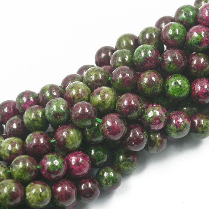 10mm Ruby Zoisite Round Gemstone Loose Beads Strand