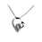 White Crystal Rhinestone Heart Pendant Silver Chain Necklace