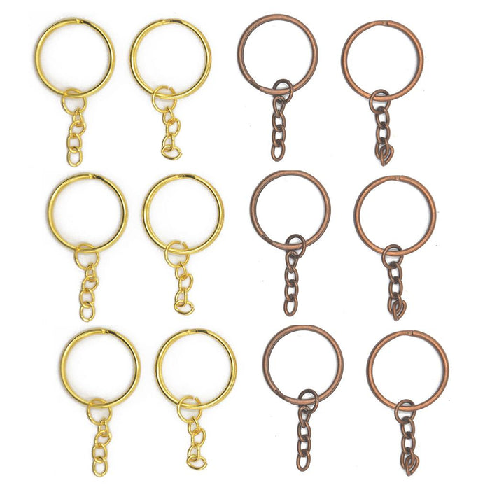 Crofta 12Pcs Key Rings DIY Keychain Key Holder With Chains