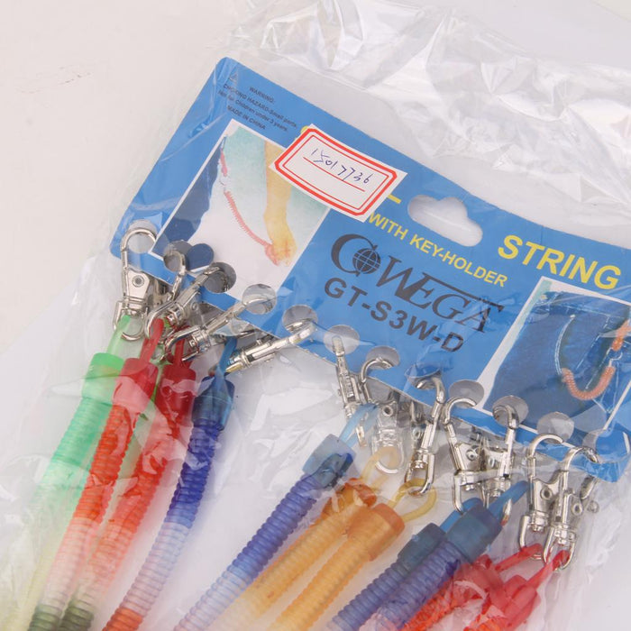 12pcs Retractable Spiral Stretch String Keychain Key Ring Chain Keyring