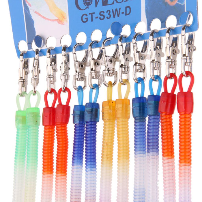 12pcs Retractable Spiral Stretch String Keychain Key Ring Chain Keyring