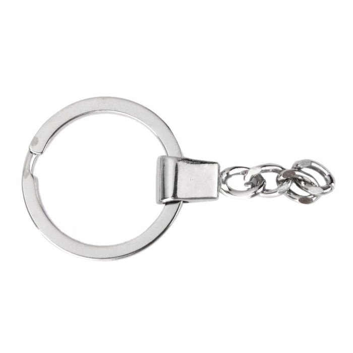 20pc Alloy Silver Plated Round Strong Split Keyrings Keychain With Chains