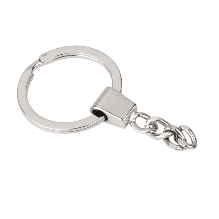 20pc Alloy Silver Plated Round Strong Split Keyrings Keychain With Chains