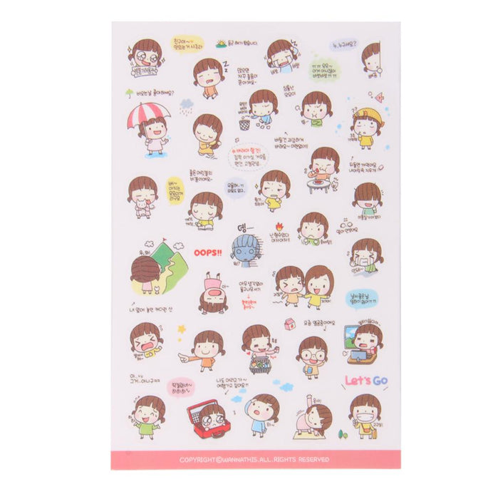 Crofta 6 Sheets Cute Momoi Scrapbooking Memo Stickers Diary Book Sticker Decoration