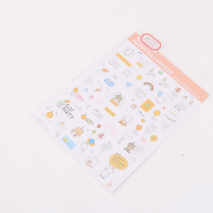 2 sheet Cute animals bear & rabbit happy day party diary note Paper stickers