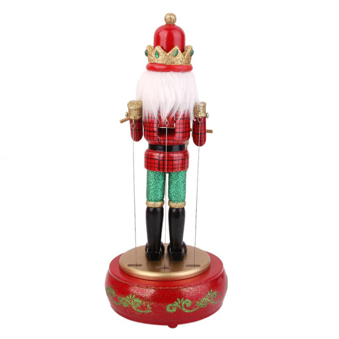 Crofta Wooden Nutcracker Drummer Music Box