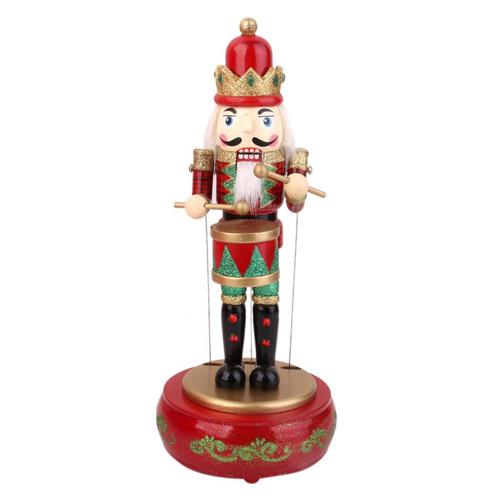 Crofta Wooden Nutcracker Drummer Music Box