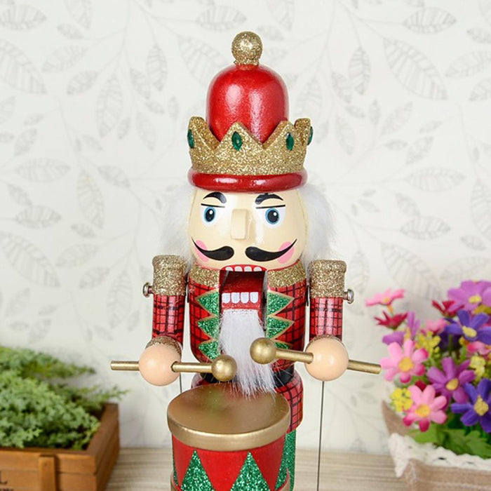 Crofta Wooden Nutcracker Drummer Music Box