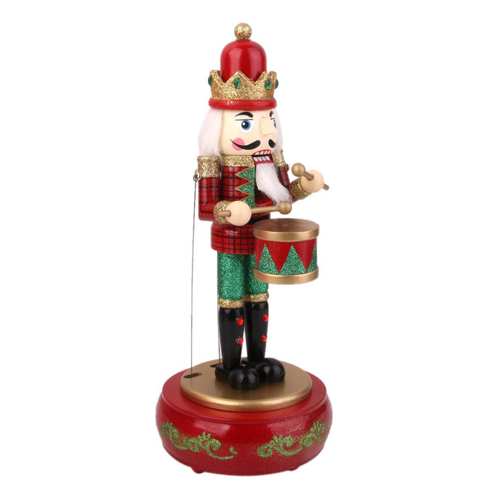 Crofta Wooden Nutcracker Drummer Music Box