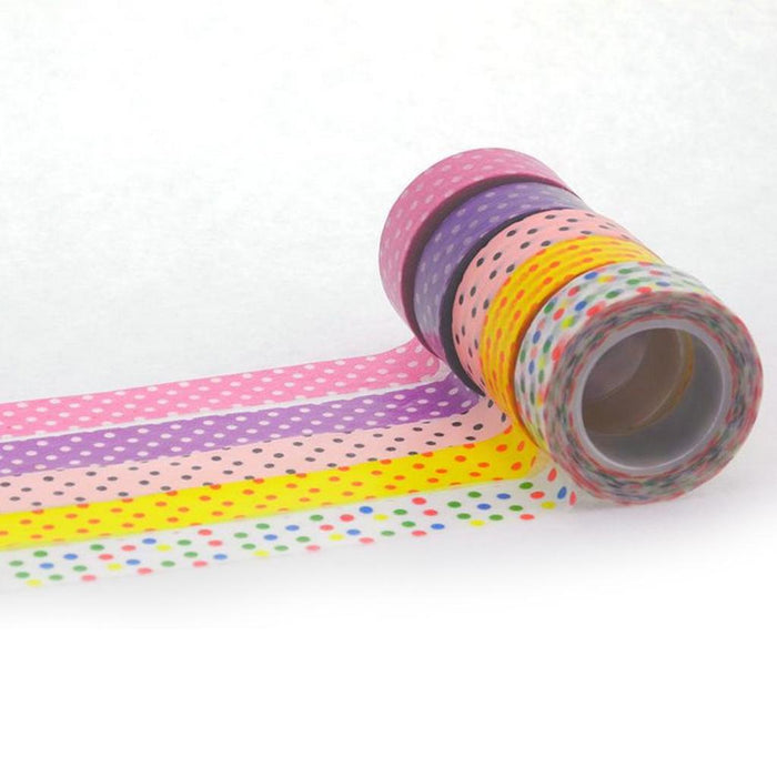 Crofta 10pcs 10m Colorful Dot Tape DIY Adhesive Paper Sticker 1.5cm