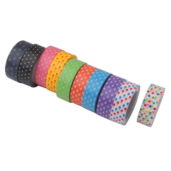 Crofta 10pcs 10m Colorful Dot Tape DIY Adhesive Paper Sticker 1.5cm