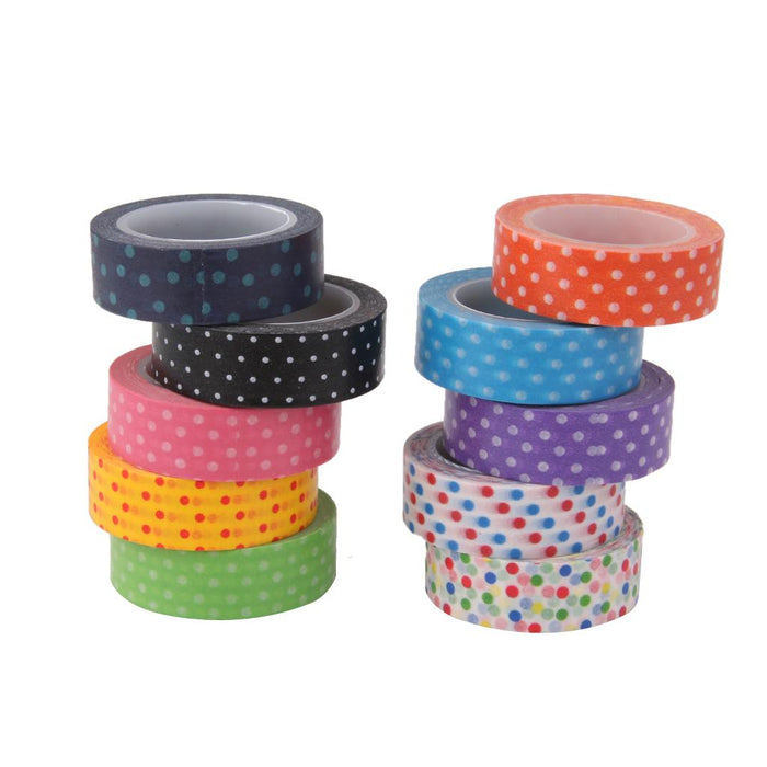 Crofta 10pcs 10m Colorful Dot Tape DIY Adhesive Paper Sticker 1.5cm