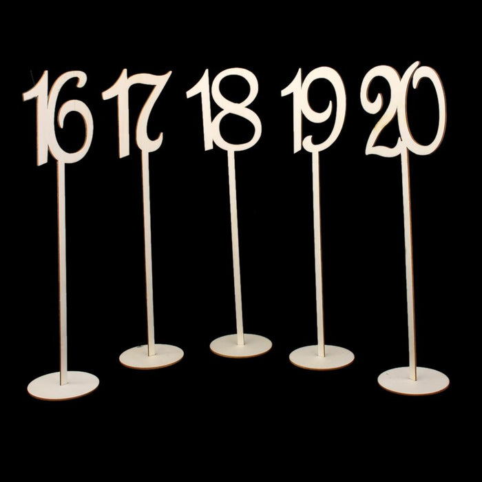 Wooden Shape Table Numbers Stick Set with Base 11-20