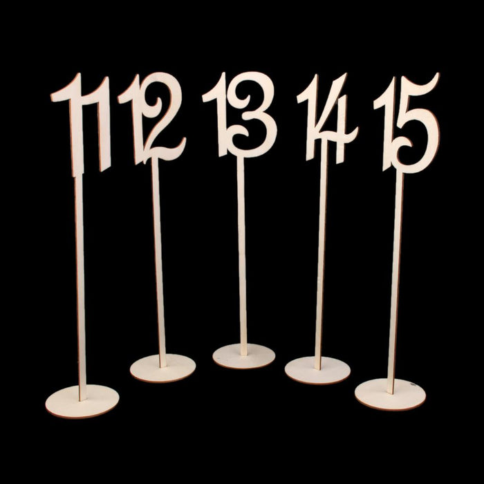 Wooden Shape Table Numbers Stick Set with Base 11-20