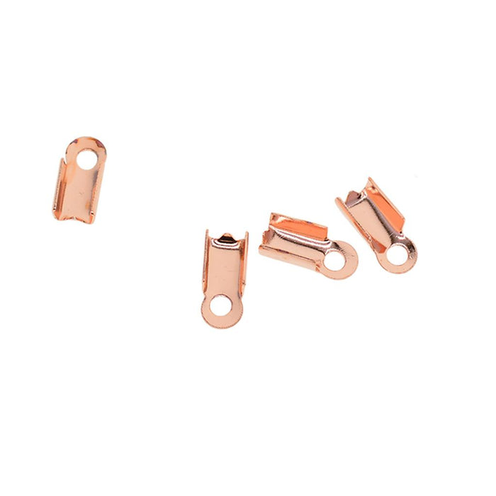 100 Pcs Folding Crimps Cord Thong End Connectors 10mm Rose Gold