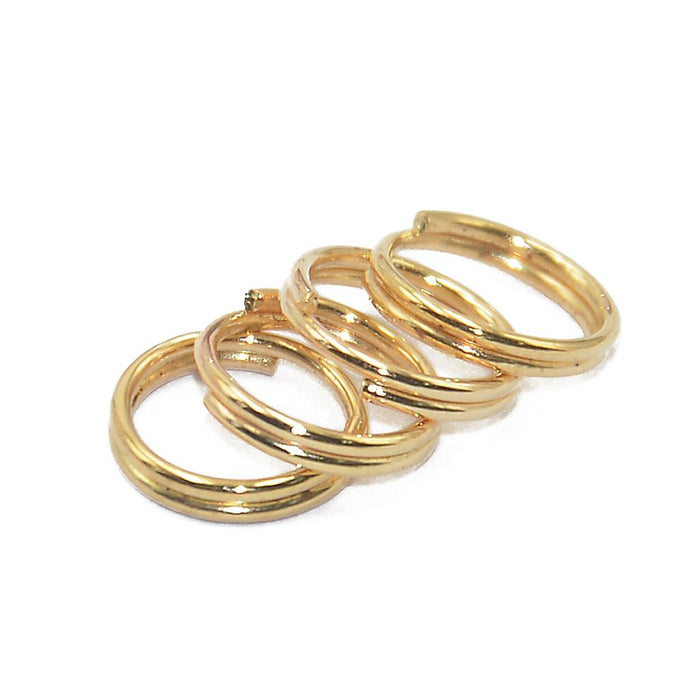 200pcs Split Double Key Rings 0.65 x 8 mm Gold