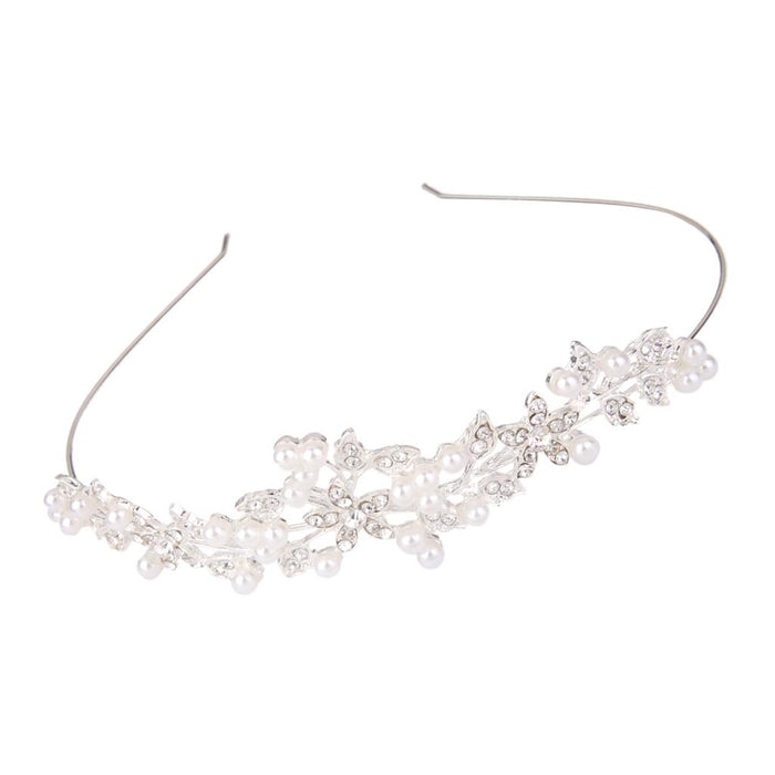 Wedding Bridal Crystal Rhinestone Pearl Decor Crown Headband Tiara