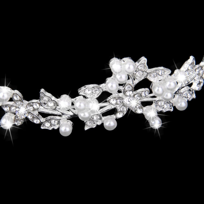 Wedding Bridal Crystal Rhinestone Pearl Decor Crown Headband Tiara