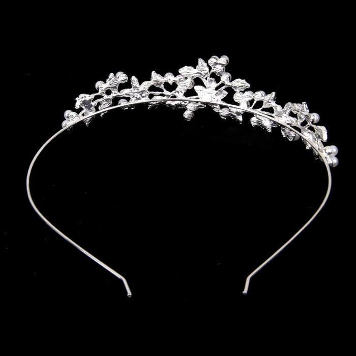 Wedding Bridal Crystal Rhinestone Pearl Decor Crown Headband Tiara