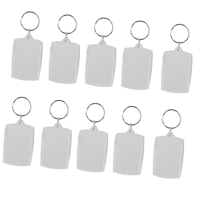 10pcs Rectangle Blank Insert Photo Picture Frame Split Ring Keychain 4*5.6CM