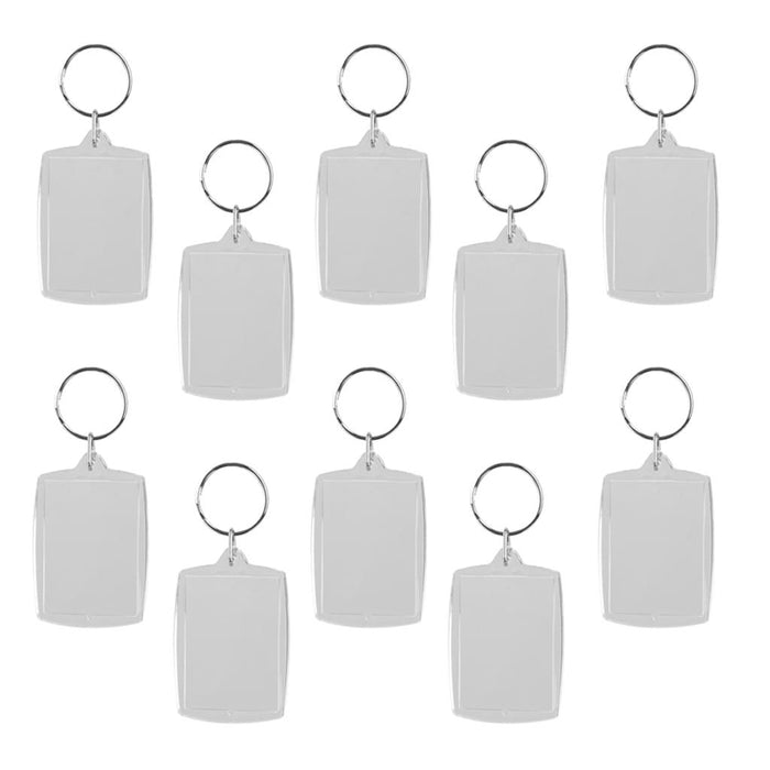 10pcs Rectangle Blank Insert Photo Picture Frame Split Ring Keychain 4*5.6CM