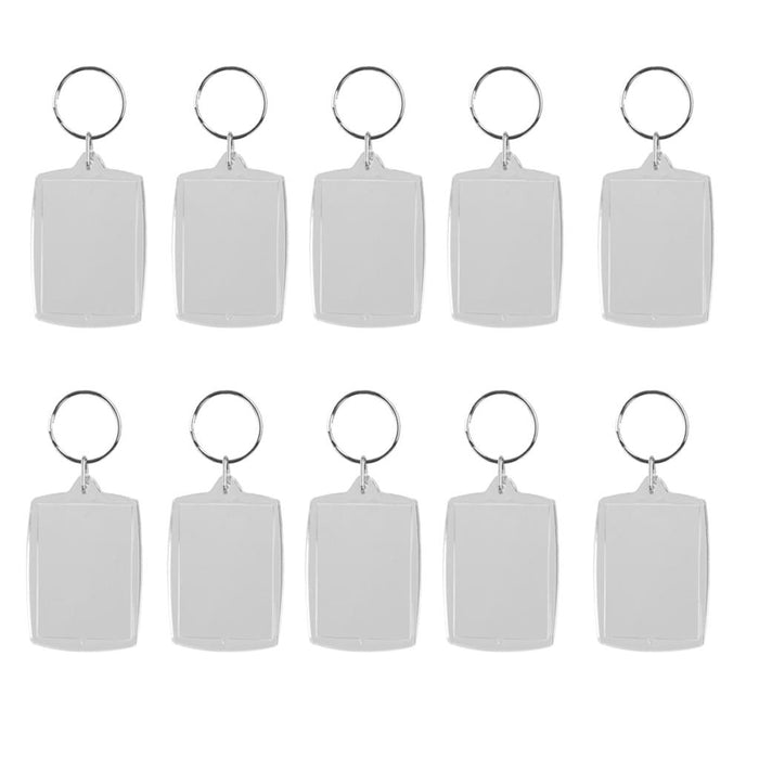 10pcs Rectangle Blank Insert Photo Picture Frame Split Ring Keychain 4*5.6CM