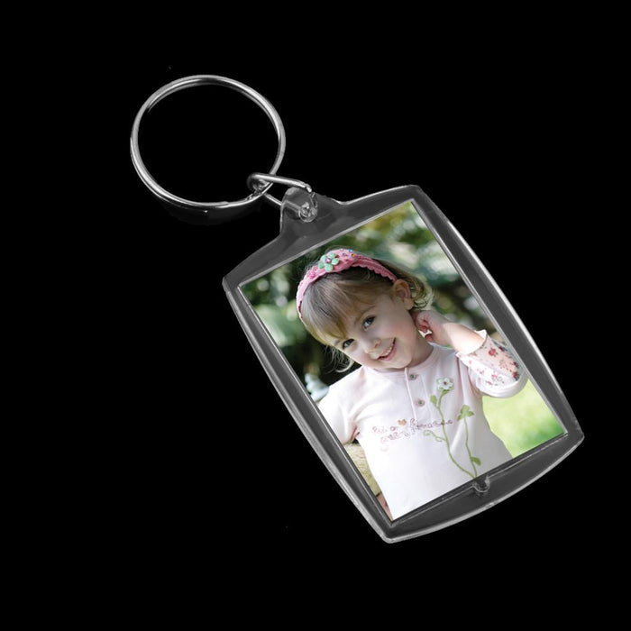 10pcs Rectangle Blank Insert Photo Picture Frame Split Ring Keychain 4*5.6CM