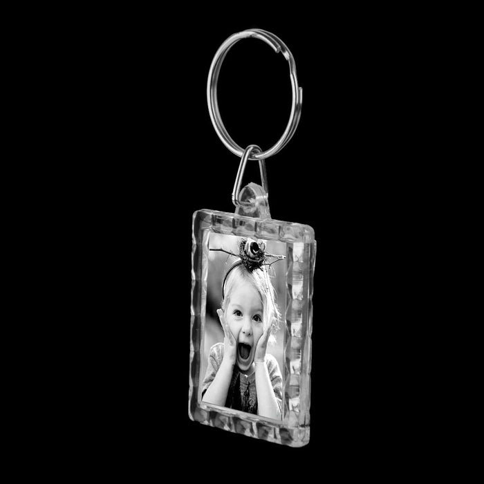 10pcs Rectangle Blank Insert Photo Frame Split Ring Keychain 3.5*4.3cm